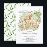 Adorable Woodland Friends Girls 1st Birthday Invitation<br><div class="desc">Super cute watercolor woodland forest friends birthday party invitation featuring the sweetest deer,  squirrel,  fox,  bunny,  raccoon & bear. Can also be used for a 2nd,  3rd & 4th birthday.</div>