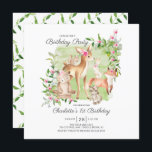 Adorable Woodland Friends Girls 1st Birthday Invitation<br><div class="desc">Super cute watercolor woodland forest friends birthday party invitation featuring the sweetest deer,  squirrel,  fox,  bunny,  raccoon & bear. Can also be used for a 2nd,  3rd & 4th birthday.</div>