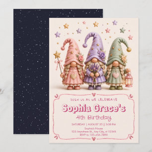 Adorable Woodland Gnome Birthday Party Invite