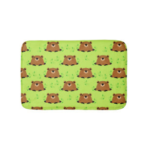 Adorable Woodland Groundhog Pattern Bath Mat