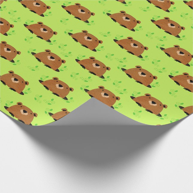 Adorable Woodland Groundhog Pattern Wrapping Paper (Corner)