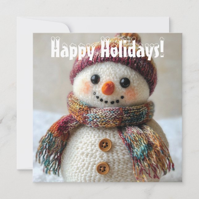 Adorable Wool Snowman with Hat & Scarf Design (Front)