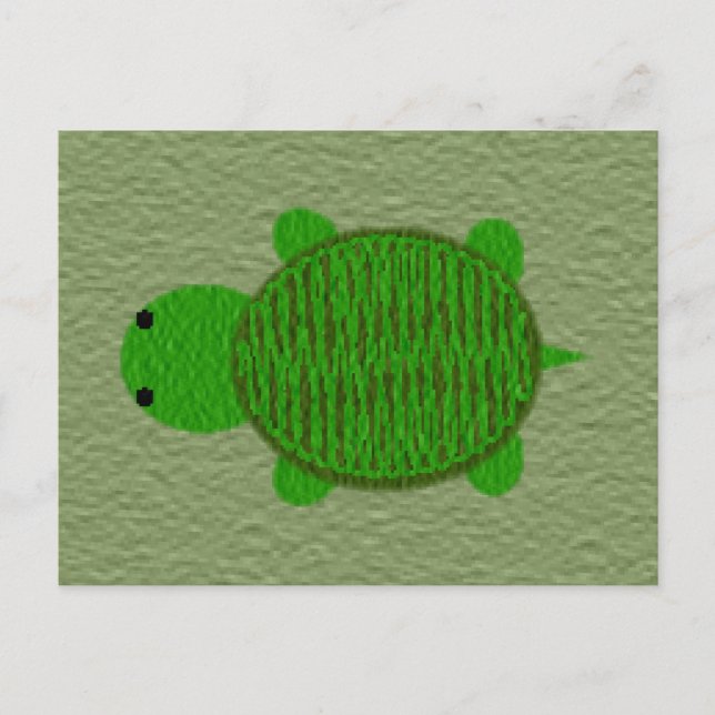Adorable Yarn Textured Turtle Holiday Postcard (Front)