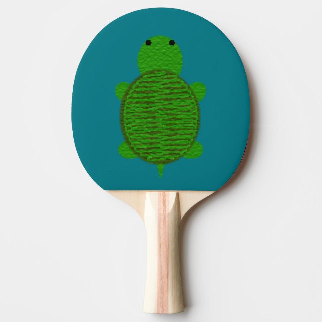 Adorable Yarn Textured Turtle Ping Pong Paddle (Front)