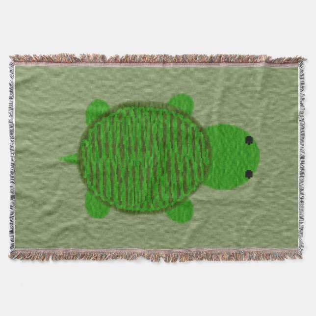 Adorable Yarn Textured Turtle Throw Blanket (Front)