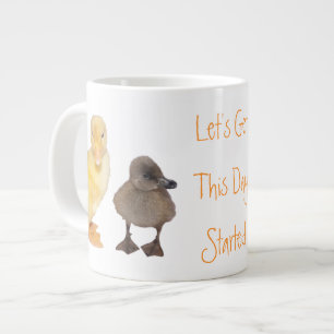 Adorable Yellow and Grey Ducklings Photograph Large Coffee Mug