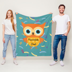 Adorable yellow owl blue pattern Fleece Blanket