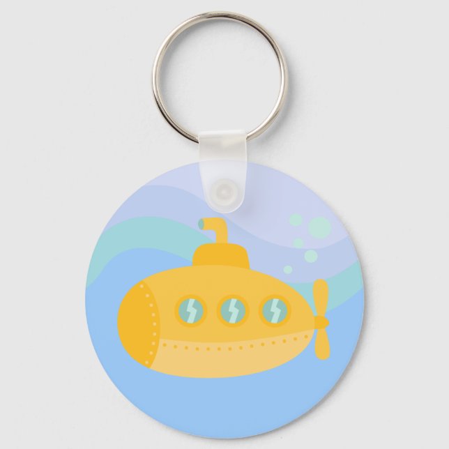 Adorable Yellow Submarine Submerged Underwater Keychain (Front)