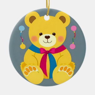 Adorable Yellow Teddy Bear Ceramic Ornament