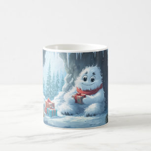 Adorable Yeti with Christmas Presents in a Cave Coffee Mug