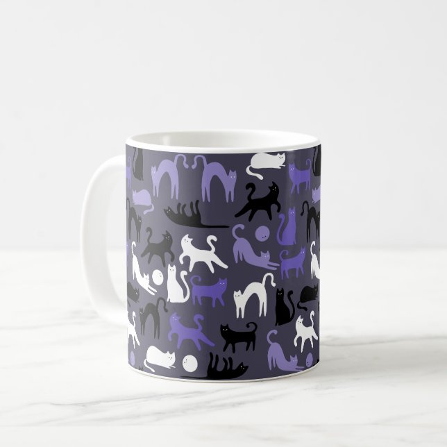 Adorable Yoga Cute Cat Poses Coffee Mug (Front Left)