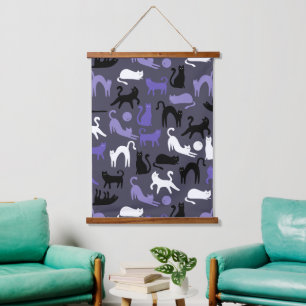 Adorable Yoga Cute Cat Poses Hanging Tapestry