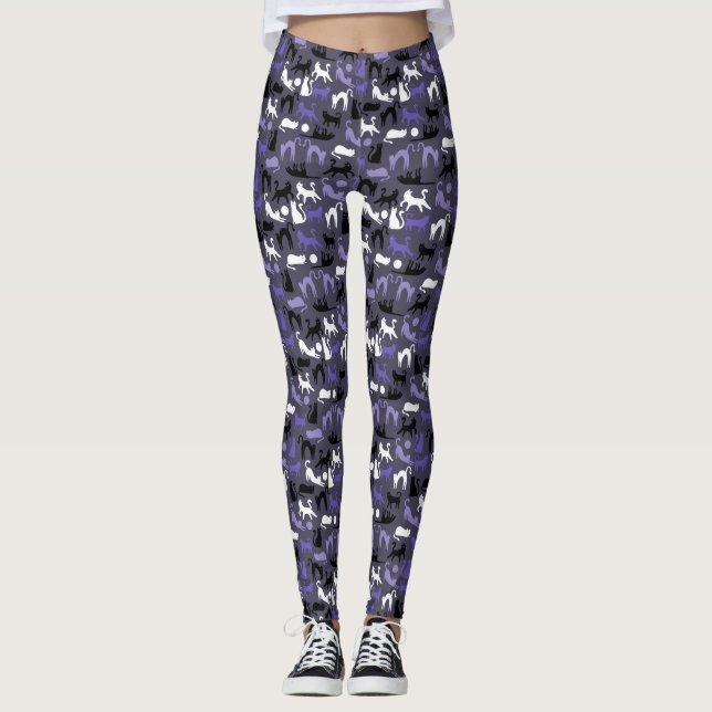 Adorable Yoga Cute Cat Poses Leggings (Front)