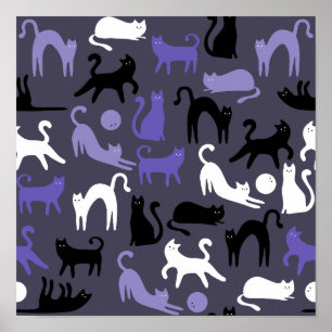 Adorable Yoga Cute Cat Poses Poster