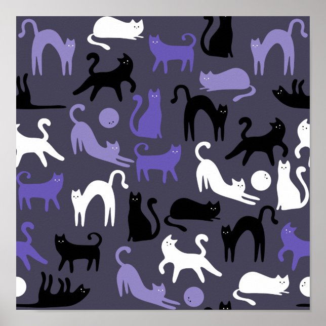 Adorable Yoga Cute Cat Poses Poster (Front)