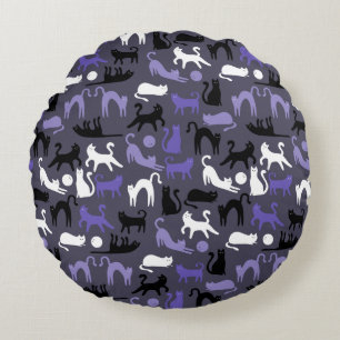 Adorable Yoga Cute Cat Poses Round Pillow