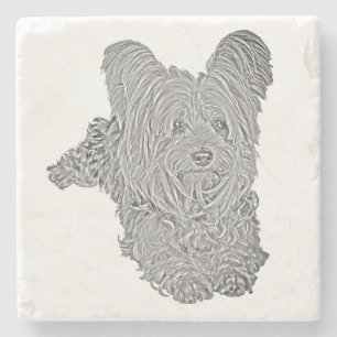 Adorable Yorkshire Terrier B&W Marble Coaster