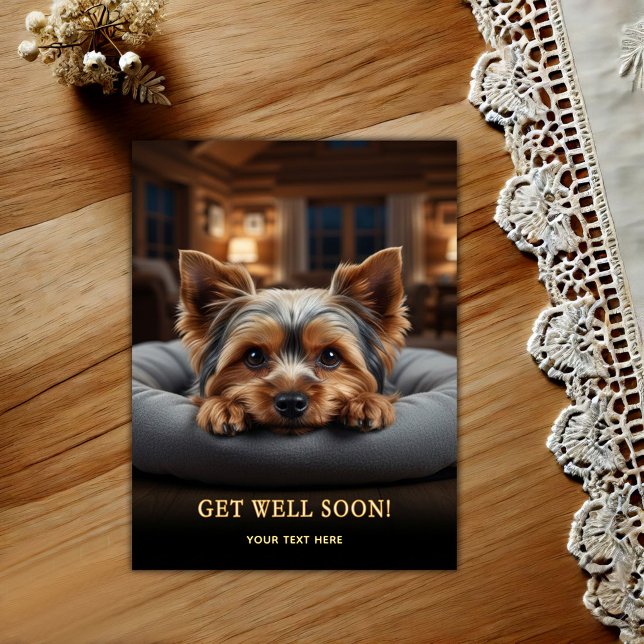 Adorable Yorkshire Terrier Get Well Postcard (Creator Uploaded)