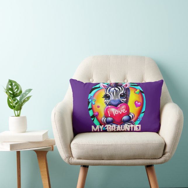 Adorable Zebra and Heart Lumbar Pillow (Chair)