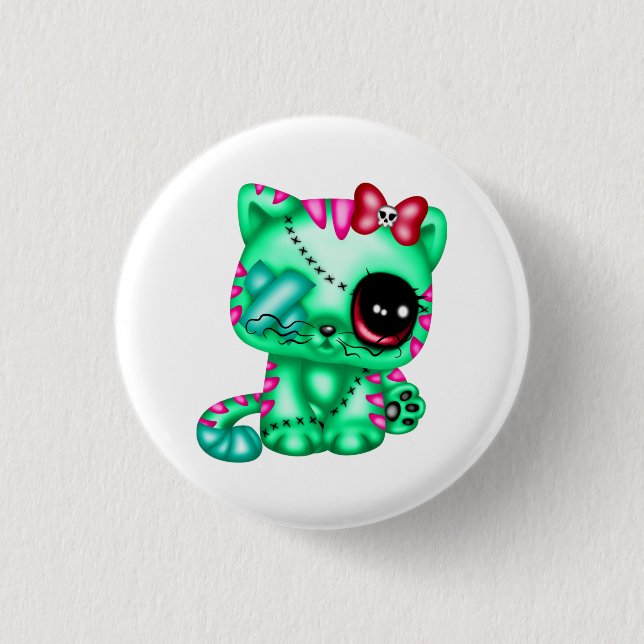 Adorable Zombie Kitty 1 Inch Round Button (Front)