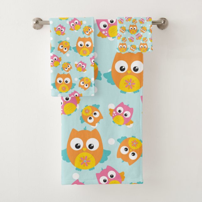 Adorablement mignon Motif Orange et Chouette rose (En situation)