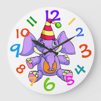 AdorablePurple Elephant Mur Horloge Enfant Chambre