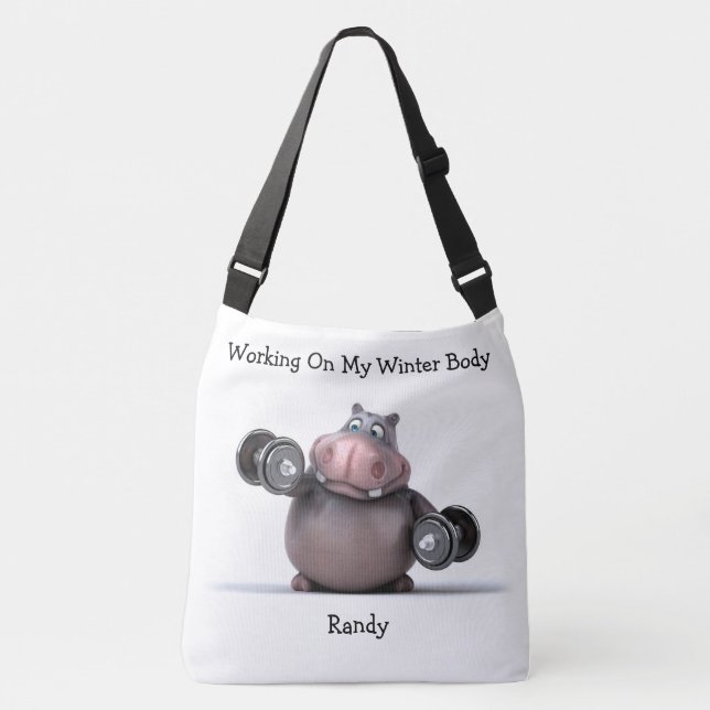 Adorables 3D Hippo Lifting Weights  Crossbody Bag (Front)