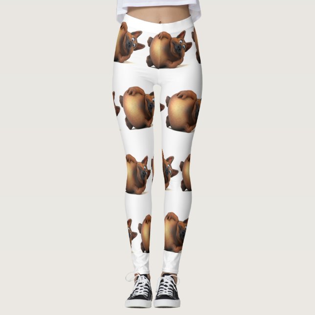 Adorables 3D Universe Cute Dog Lying Down Leggings (Front)