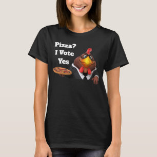 Adorables 3D Universe Cute Rooster With Pizza T-Shirt