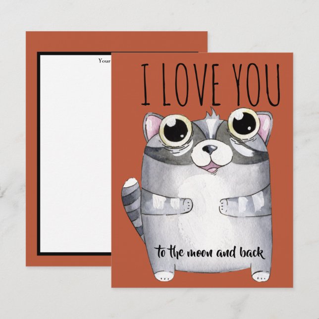 Adorables Cartoon Raccoon I Love You (Front/Back)