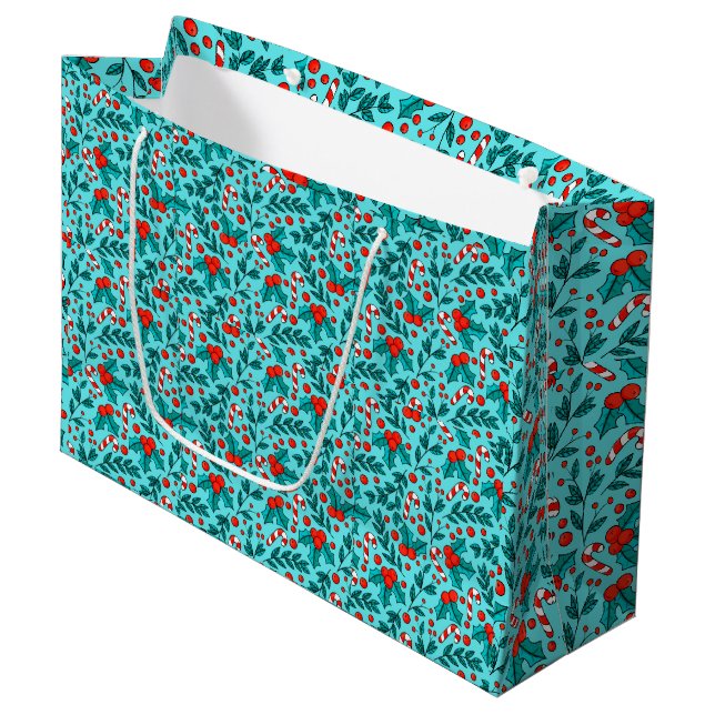 Adorables Christmas Candy Canes And Cherries  Large Gift Bag (Front Angled)