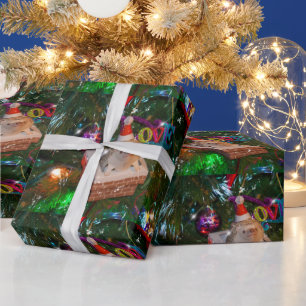 Adorables Christmas Hedgehog On A Tree Wrapping Paper