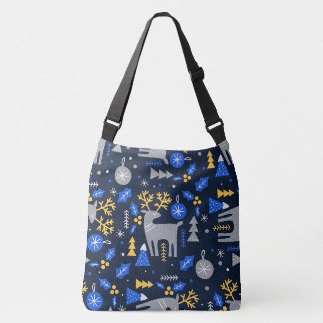 Adorables Christmas Scandinavian Style Blue  Crossbody Bag (Front)