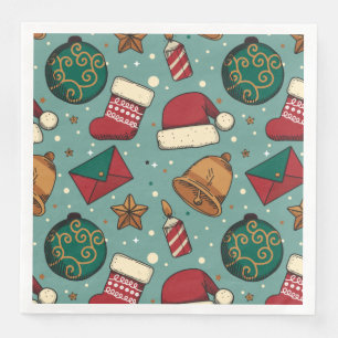 Adorables Christmas Stockings And Santa Hats    Napkin