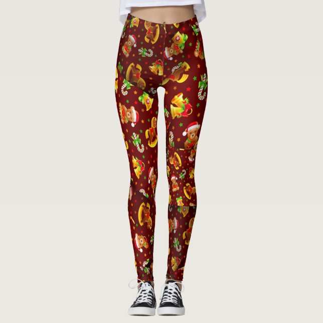 Adorables Christmas Teddy Bears & Toys [3D] Yoga  Leggings (Front)