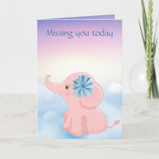 Adorables Custom Cartoon Baby Pink Elephant Card