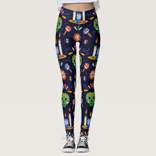 Adorables Day of the Dead Calavara Style Yoga  Leggings