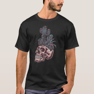 Adorables Day of the Dead Skull With Cactus T-Shirt