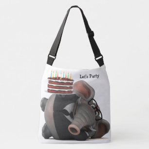 Adorables Funny 3D Elephant With Cake Tote Bag