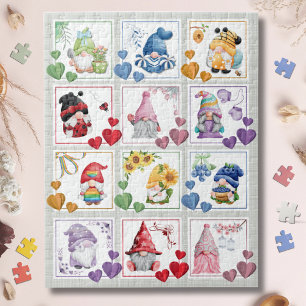 Adorables Gnomes Puzzle en Bloc de Couleurs
