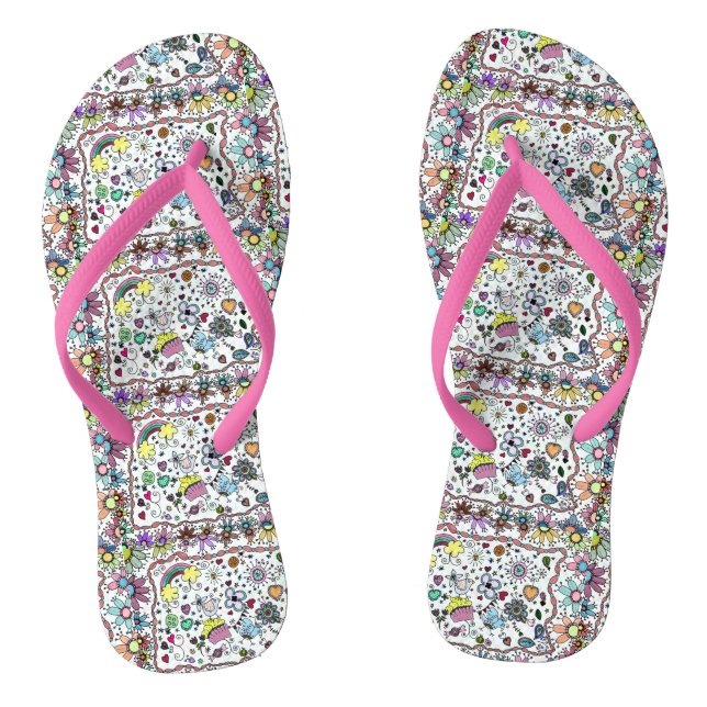Adorables Happy Happy Joy Joy Doodles   Flip Flops (Footbed)