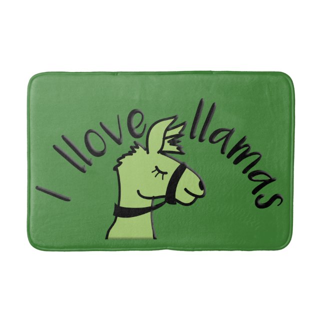 Adorables Llama Love I Llove Llamas Green Bath Mat (Front)