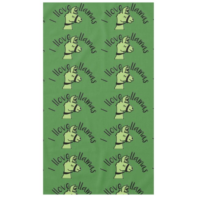 Adorables Llama Love I Llove Llamas Green Tablecloth (Front)