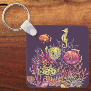 Adorables Ocean Creatures Purple  Keychain