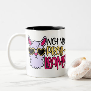 Adorables Purple Llama Cartoon Not My Probllama Two-Tone Coffee Mug