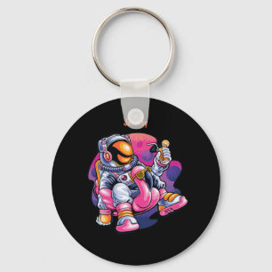 Adorables Spaceman Relaxing With Cool Drink Custom Keychain
