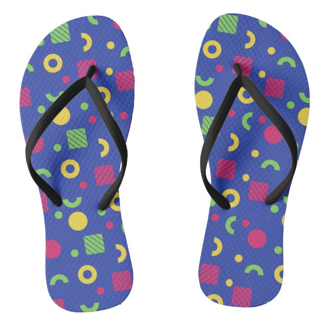 Adorables Synthwave/Retro Memphis Style  Flip Flops (Footbed)