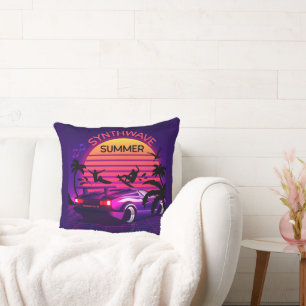 Adorables Synthwave Vaporwave Retro Tropical Throw Pillow