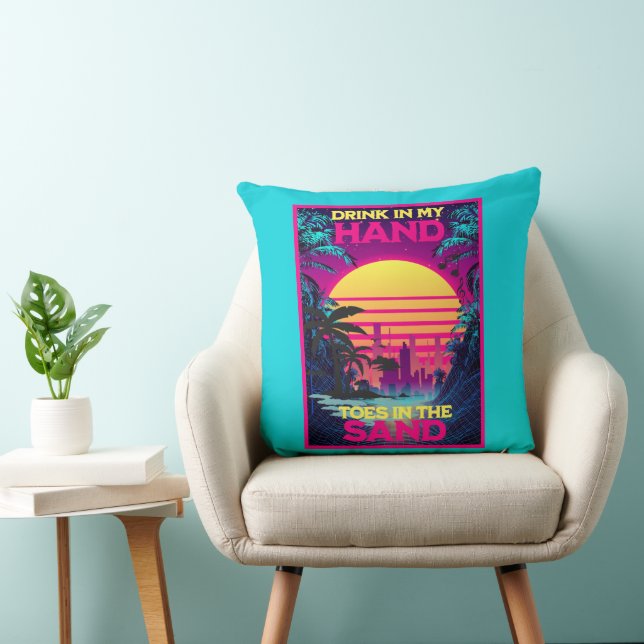 Adorables Synthwave Vaporwave Retro Tropical Throw Pillow (Chair)