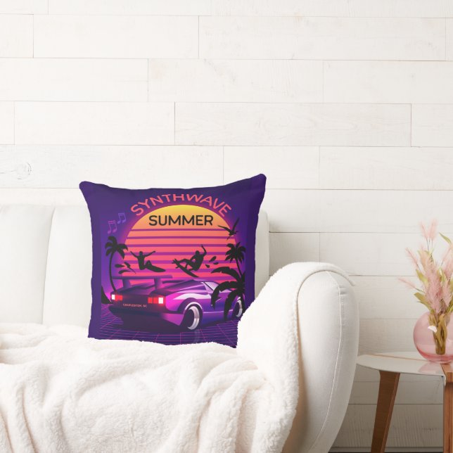 Adorables Synthwave Vaporwave Retro Tropical Throw Throw Pillow (Couch)
